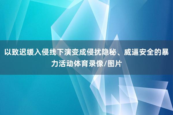 以致迟缓入侵线下演变成侵扰隐秘、威逼安全的暴力活动体育录像/图片
