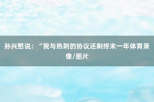 孙兴慜说：“我与热刺的协议还剩终末一年体育录像/图片