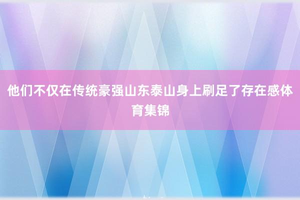 他们不仅在传统豪强山东泰山身上刷足了存在感体育集锦