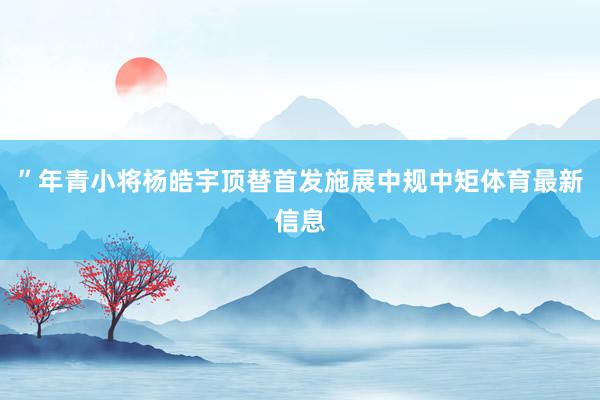 ”年青小将杨皓宇顶替首发施展中规中矩体育最新信息