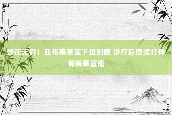 好在无碍！亚布塞莱篮下扭到腰 诊疗后赓续打体育赛事直播