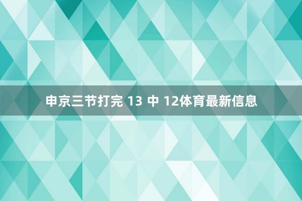 申京三节打完 13 中 12体育最新信息